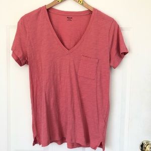 Madewell basic v neck tee in pink